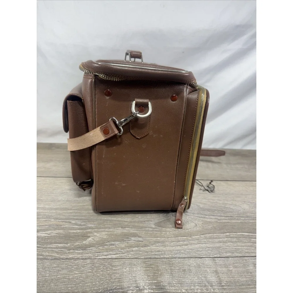 Vintage Alpex Camera Bag With Strap Brown Genuine Leather Made In Japan W/keys